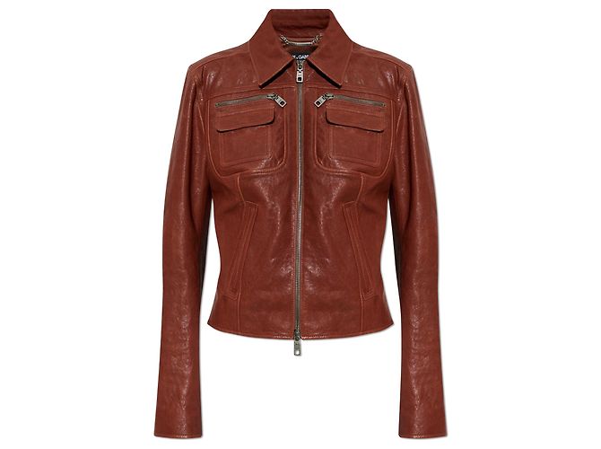 Dolce & Gabbana Brown Leather Jacket