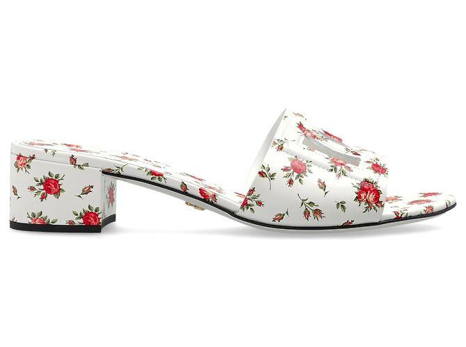 Dolce & Gabbana Leder-Mules mit Absatz weiß