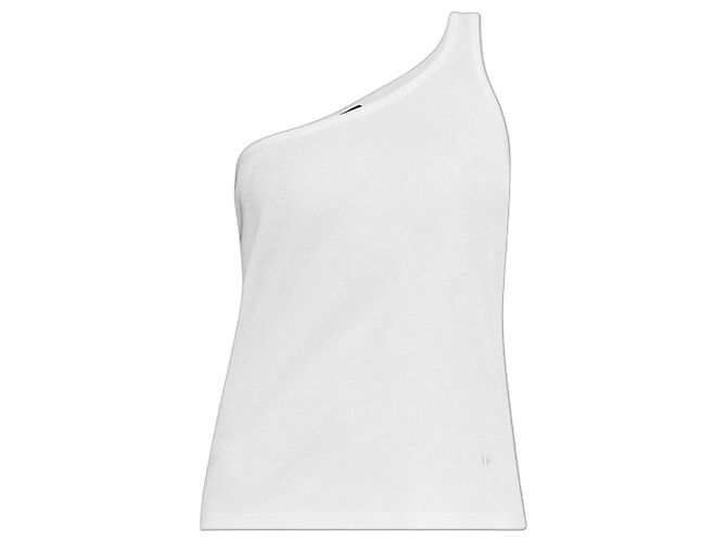 Tom Ford White One-Shoulder Ribbed Top