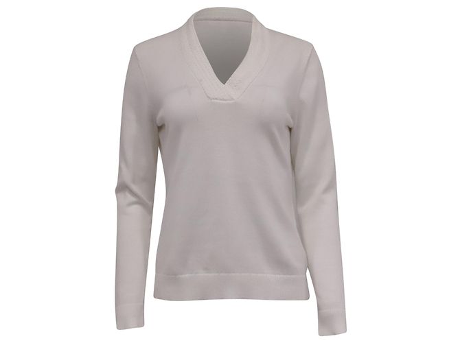 Autre Marque Camisola em V Brooks Brothers em algodão branco