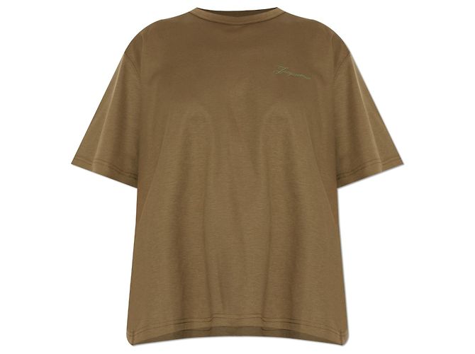 Top Jacquemus in cotone e seta verde