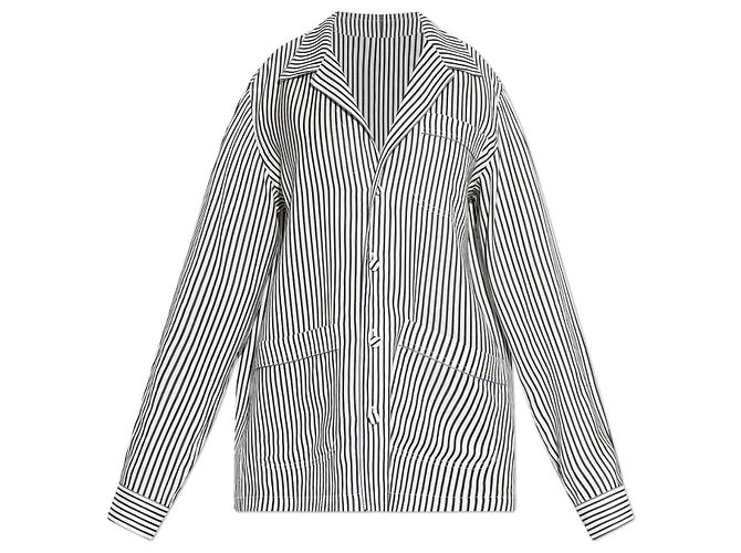 Tom Ford Camicia di seta bianca a righe nere