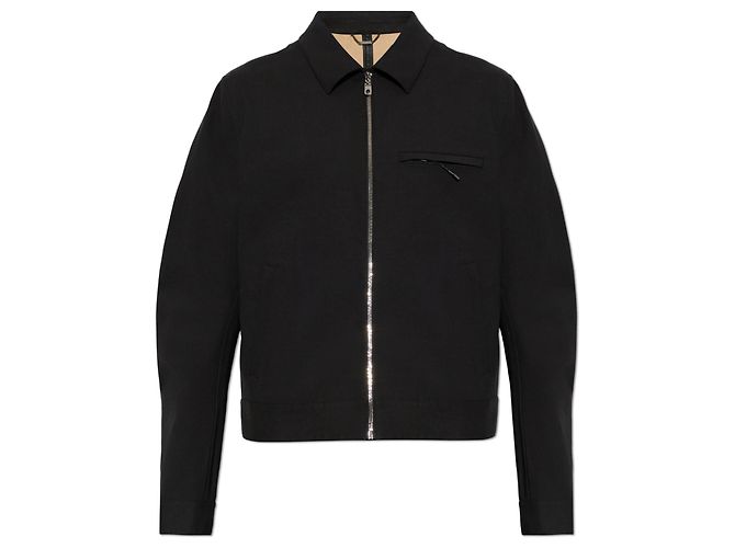 Dolce & Gabbana Chaqueta impermeable negra de algodón