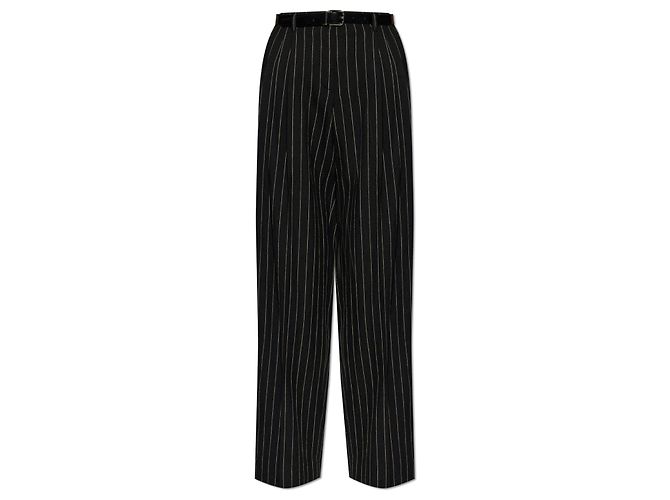 Pantalones negros con cinturón de lana Dolce & Gabbana
