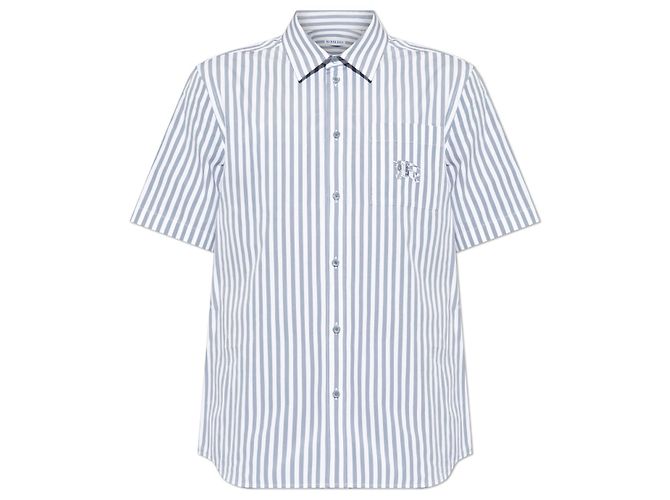 Camisa Burberry Robert de rayas de algodón gris