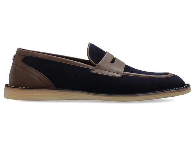 Mocassini Dolce & Gabbana in camoscio blu e pelle