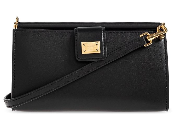 Bolsa de ombro em couro preto Dolce & Gabbana