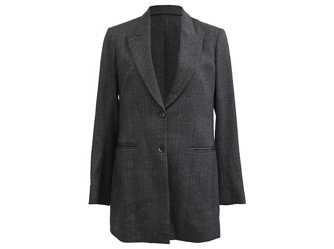 The Row Pinstripe Blazer in Grey Wool
