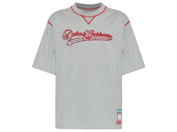 T-shirt Logo Dolce & Gabbana em algodão cinzento oversized
