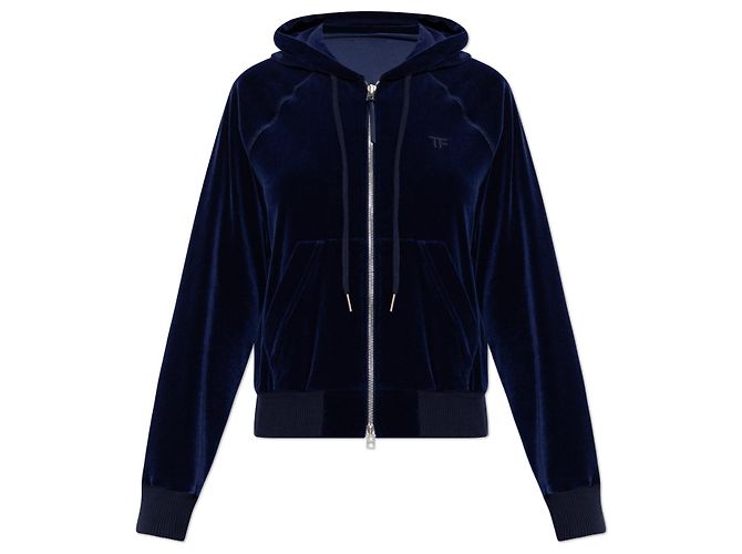 Tom Ford Velours-Hoodie blau
