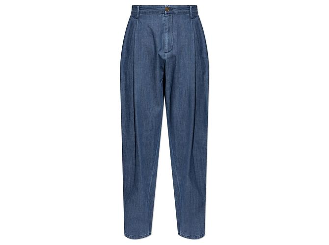 Jeans in cotone blu con pieghe Dolce & Gabbana