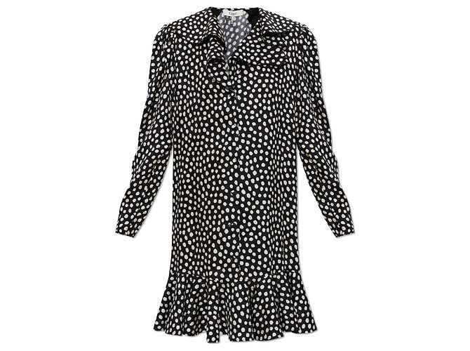 Chloé Vestido de seda com bolinhas preto
