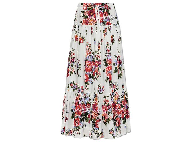 Falda Dolce & Gabbana con estampado floral de algodón blanco