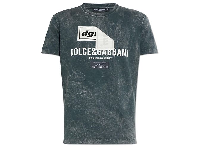 T-shirt Logo Dolce & Gabbana em algodão cinzento
