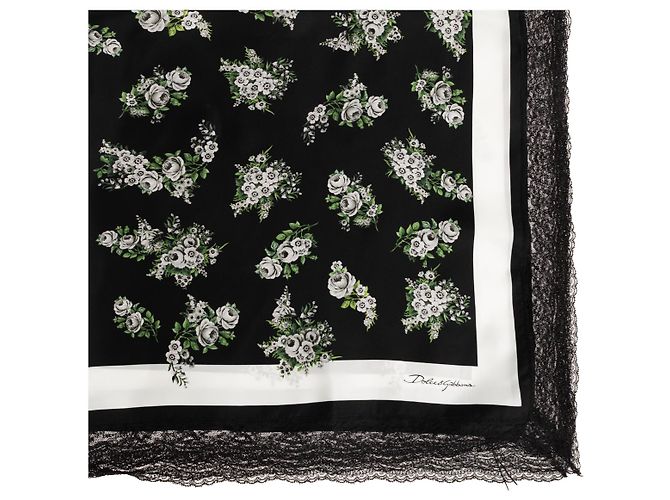 Lenço de seda Dolce & Gabbana com renda e padrão floral