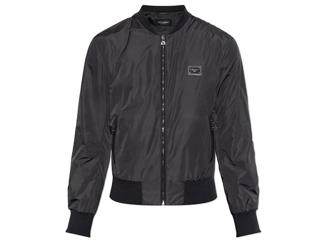 Dolce & Gabbana Logo Bomberjacke Schwarz Polyamid