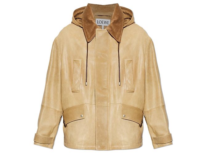 Loewe Lederjacke mit Kapuze