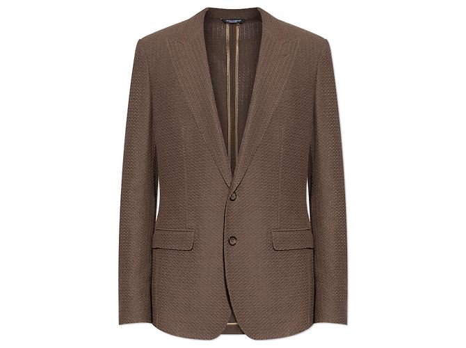 Blazer Dolce & Gabbana marrone in cotone con spacco singolo