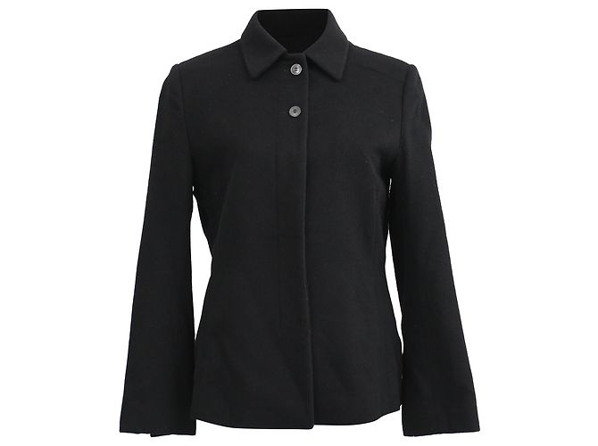 Jil Sander Collared Jacket in Black Cashmere