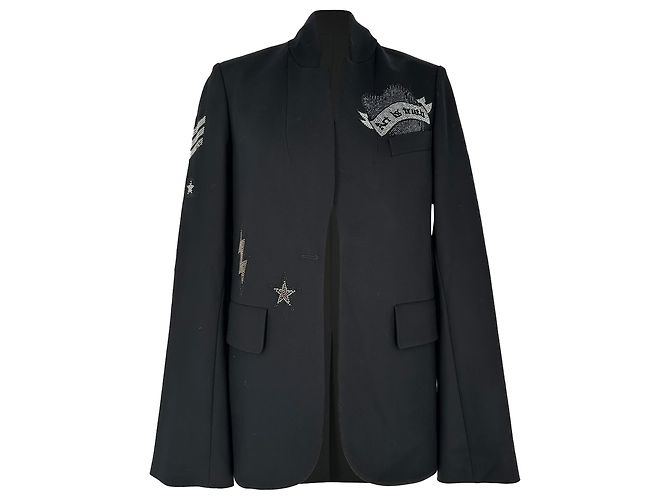 Zadig & Voltaire Very Bis Multistrass Open Front Blazer in Black Polyester