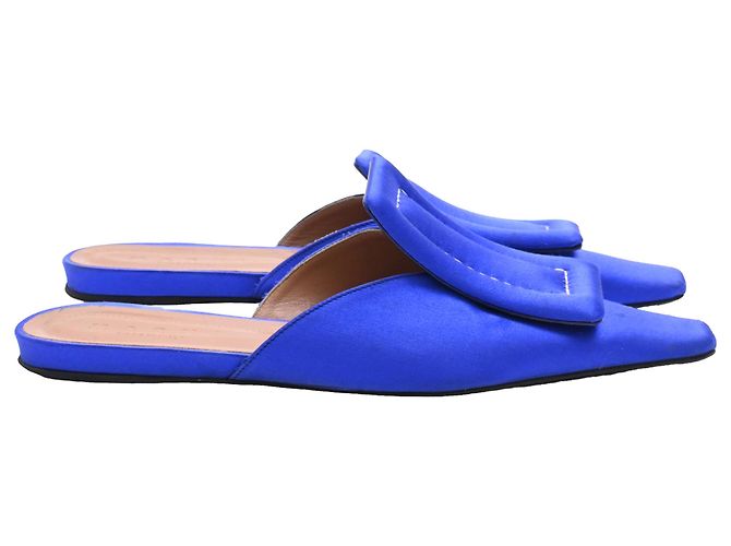 Mules basse Sabot Marni in raso blu