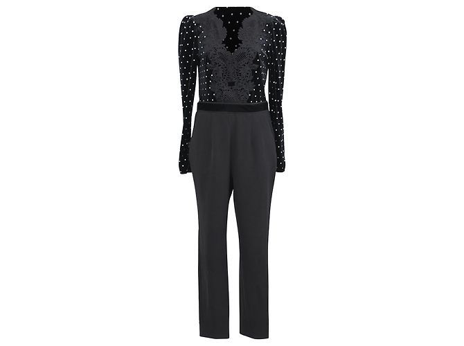 Self portrait Self-Portrait V-Ausschnitt Jumpsuit aus schwarzem Polyester