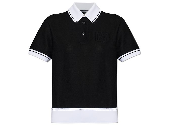 Polo Dolce & Gabbana con logo nera in cotone