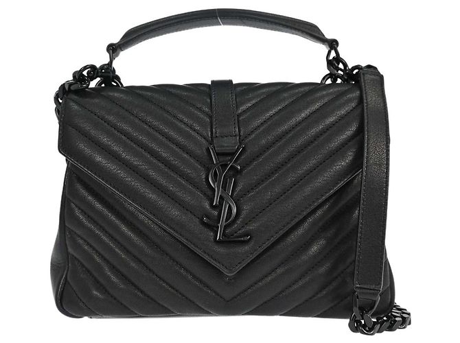 Autre Marque Saint Laurent Classic Monogram College Matelasse Chevron Leather Medium