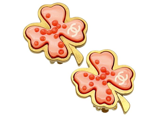 Boucles d'oreilles clips Chanel Or et Rose