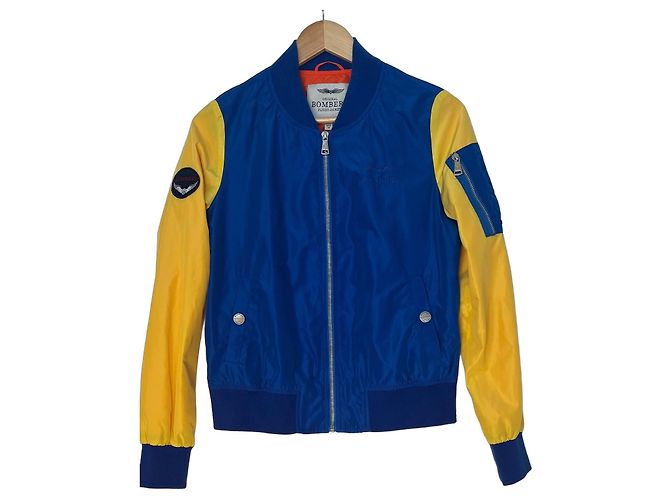 Autre Marque Bombers Giacca Bomber Aviatore Blu e Gialla