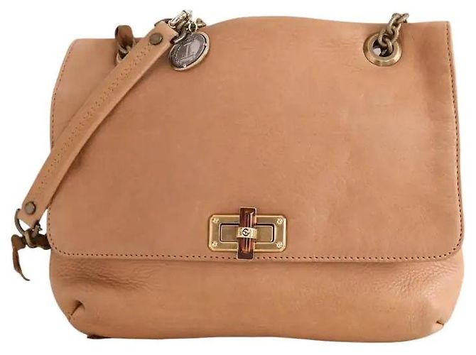 Bolsa de ombro Lanvin em couro bege