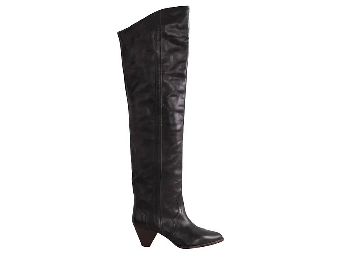 Isabel Marant Black Leather Western Boots