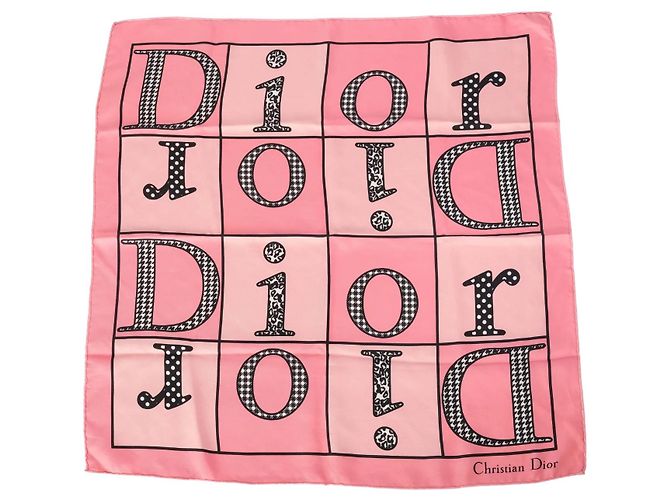 Lenço de seda com estampado gráfico rosa Christian Dior