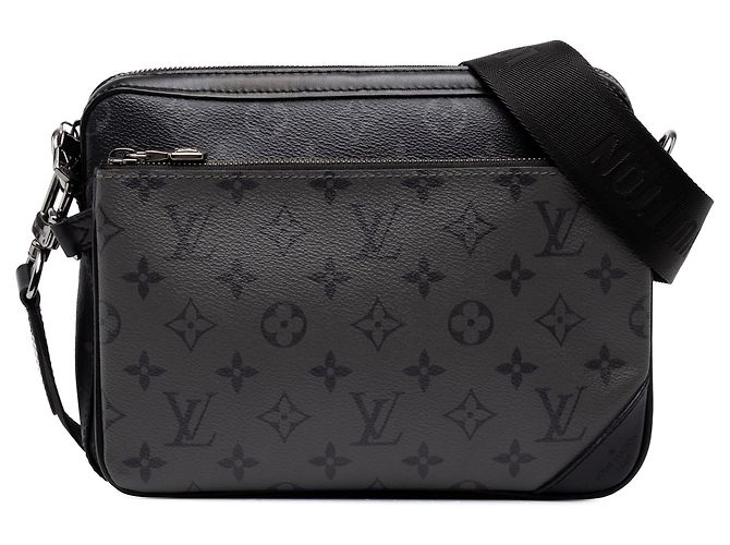 Louis Vuitton Monogram Eclipse Reverse Trio Messenger Crossbody Tasche Schwarz