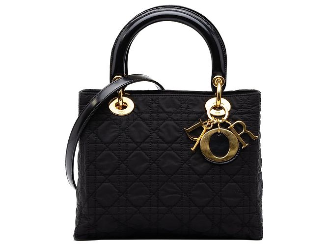 Bolso Lady Dior Medium de nylon Cannage negro