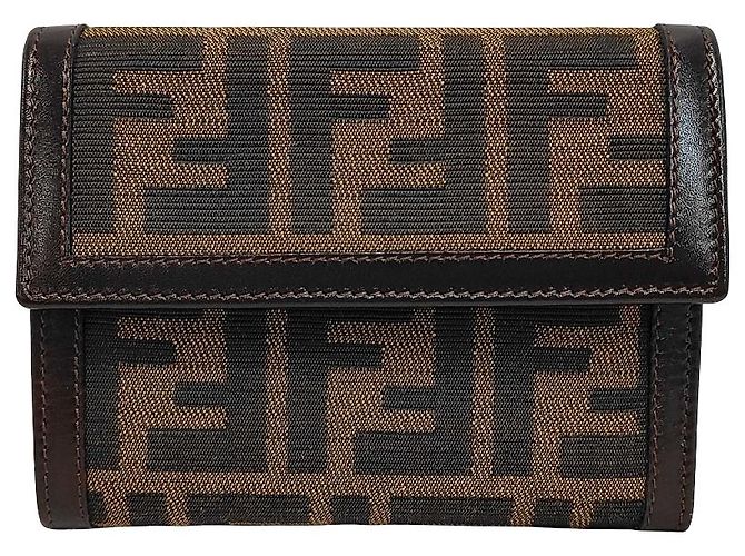 Fendi Trifold Flap Zucca Canvas Compact
