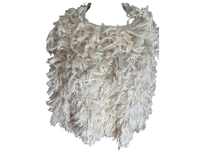 Massimo Dutti Texturierte Strickjacke in Creme
