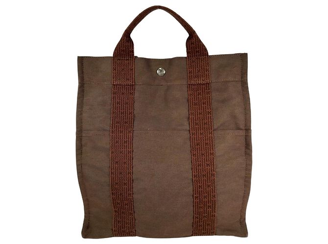 Hermès Hermes Herline Ad MM Brown Canvas Backpack