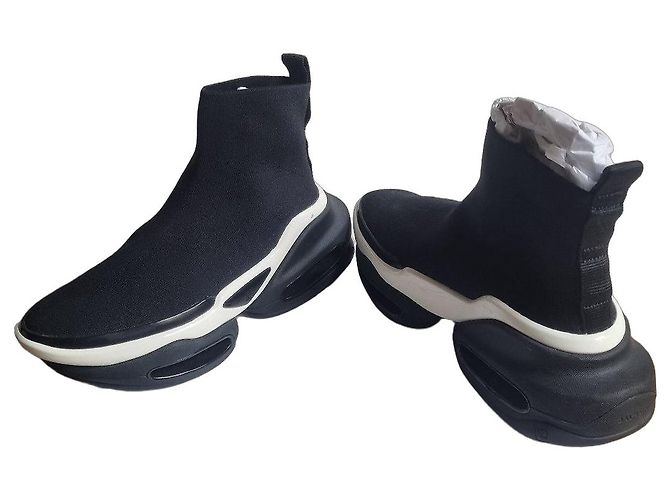 Balmain B-Bold Baskets Montantes en Maille - Noir/Blanc