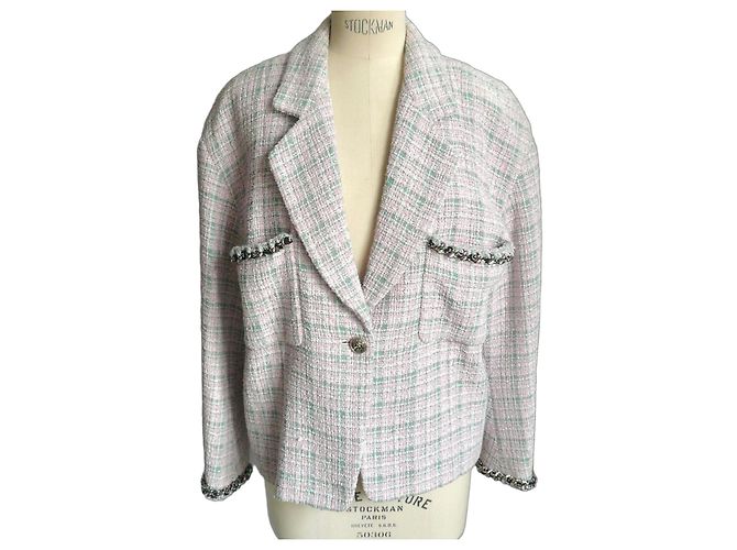 Chanel Giacca in Tweed Rosa e Verde