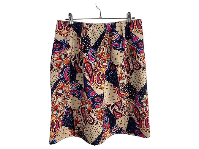 Saia Miu Miu de lã com estampa Patchwork e Paisley