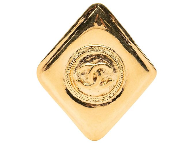 Spilla Chanel CC placcata oro a forma di rombo