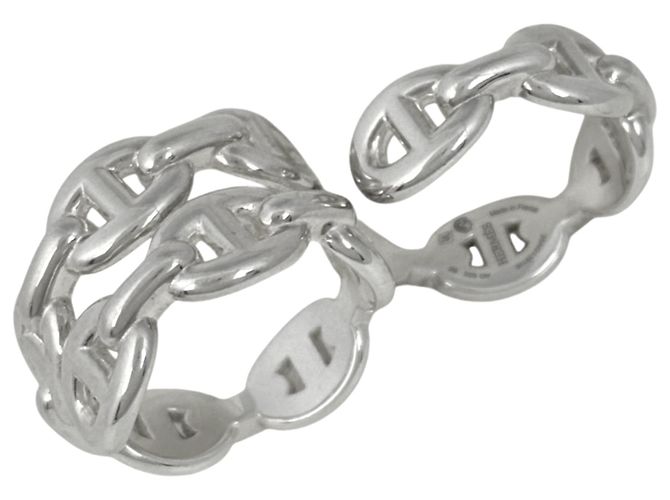 Ring Hermès Anel Faixa em Prata Hermes