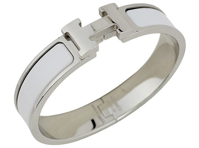 Bracciale Hermès Click H in Argento e Bianco