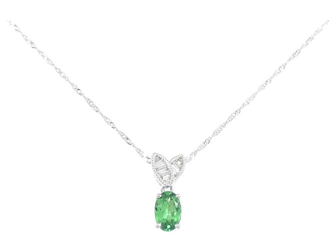 Autre Marque Au750 Granat-Diamant-Halskette
