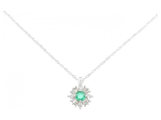 Autre Marque Collana Au750 Smeraldo e Diamanti
