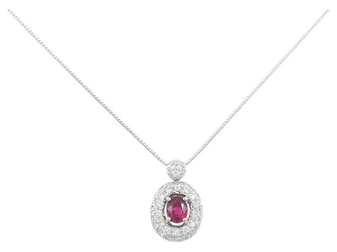 Autre Marque Pt900 Pt850 Ruby Diamond Necklace