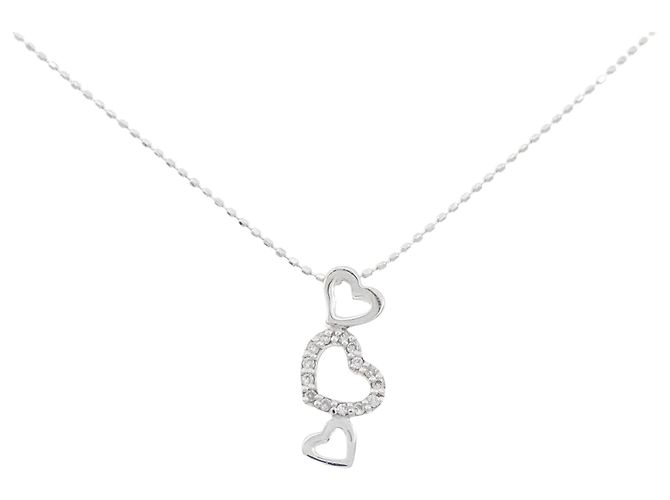 Autre Marque K10 Weißgold Herz Diamant Halskette