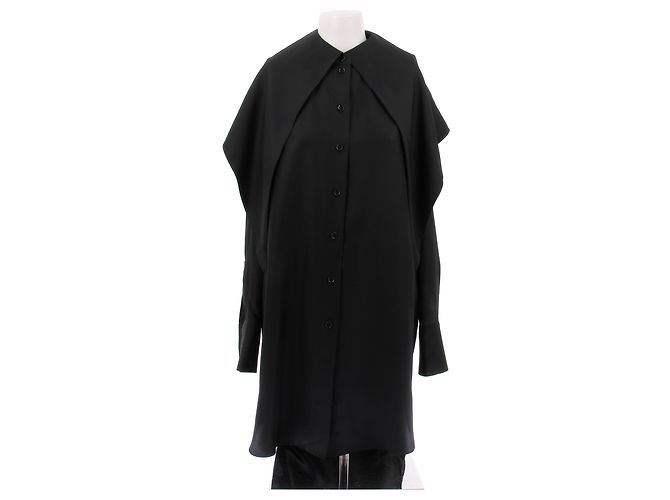 Autre Marque Schwarze Bluse mit Schalzkragen
