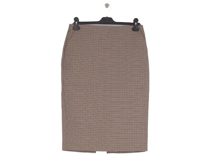 Autre Marque Gonna midi a quadri beige e marrone MESHKI